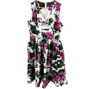 J. Peterman Southern Belle Dress Sleeveless Midi Floral Surplice Pleated 16